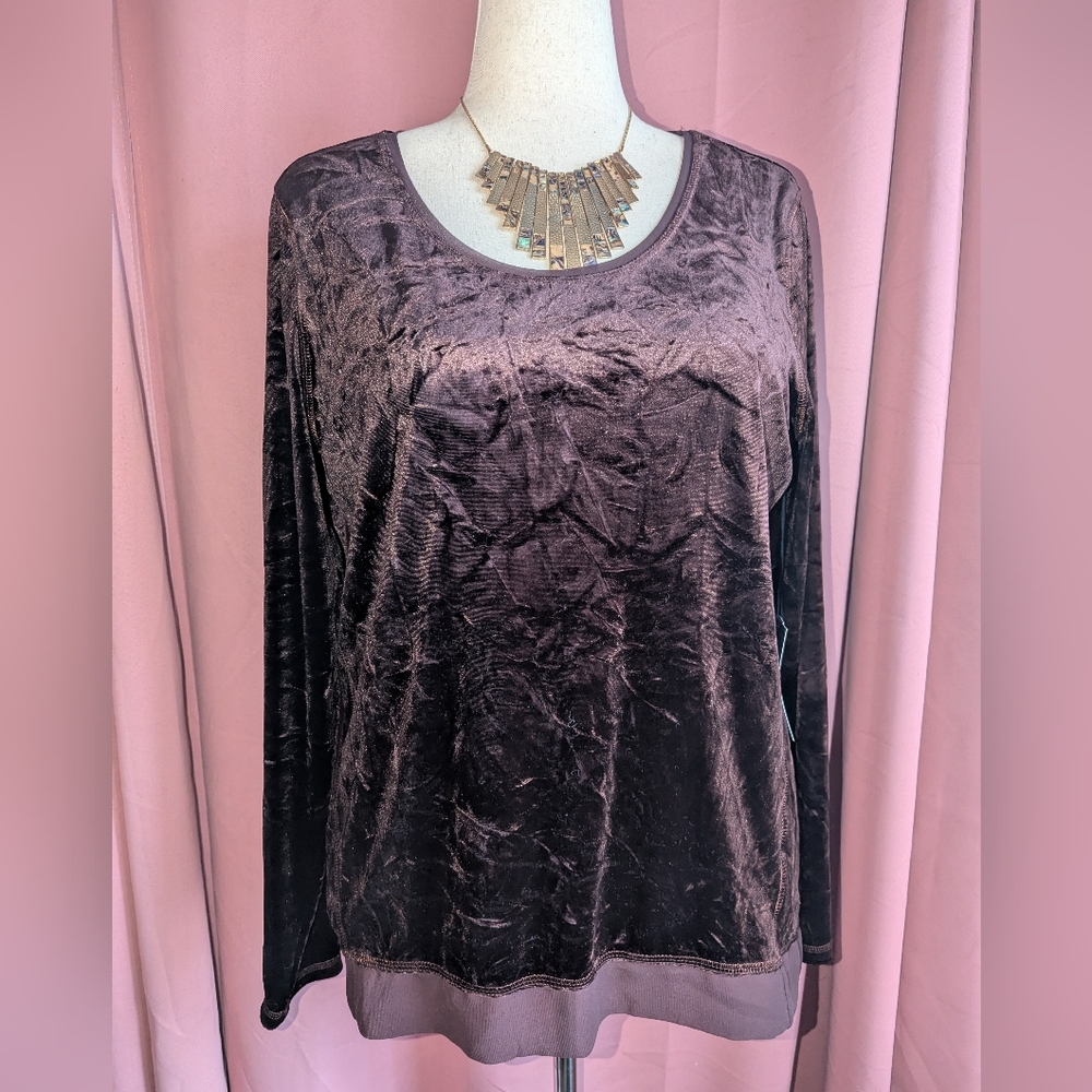 SIMPLY VERA Velvet Long Sleeve Tunic with Round Neckline XL New